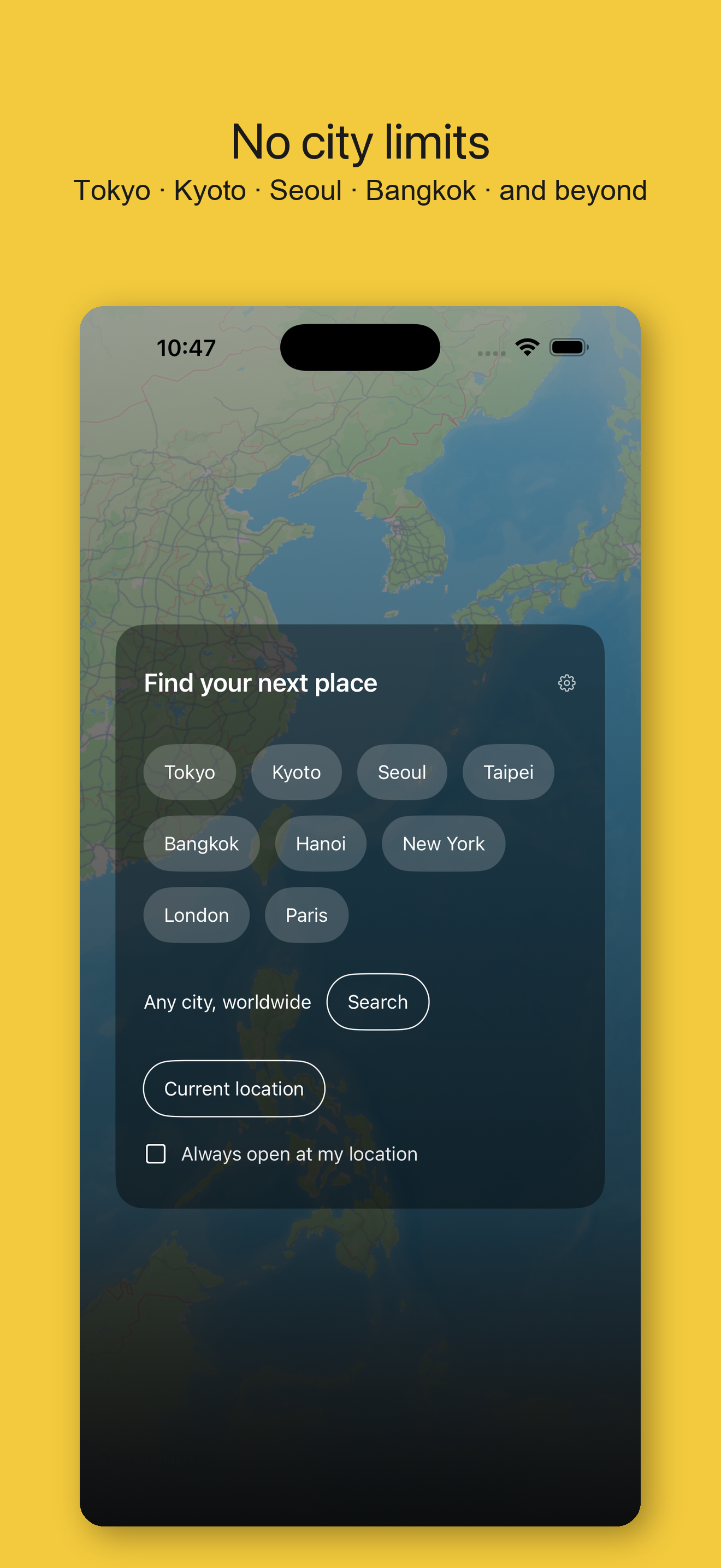 CityYoYo hero screen — AI audio city guide